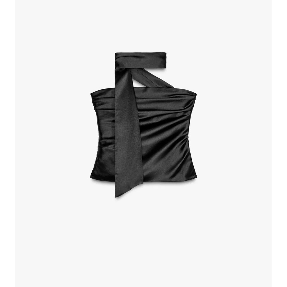 Zara Draped Satin Scarf Top
